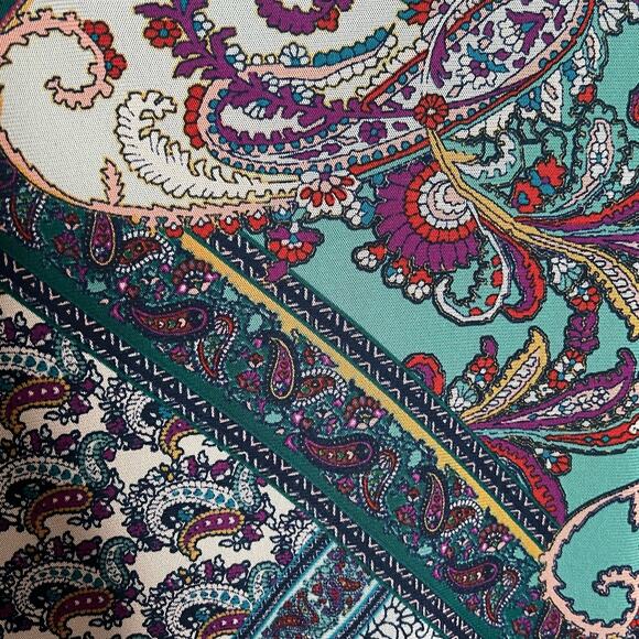 Chico's Lightweight Paisley Mesh Overlay 3/4 sleeve Top Size 2 Large - Picture 4 of 6